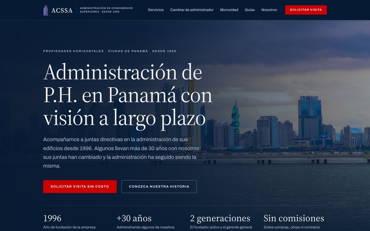 Portada de la página de ACSSA